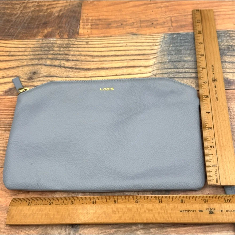 2 Pc Set Lodis Italian Leather Dustin Eiffel‎ Wristlet & Wallet RFID Powder Blue